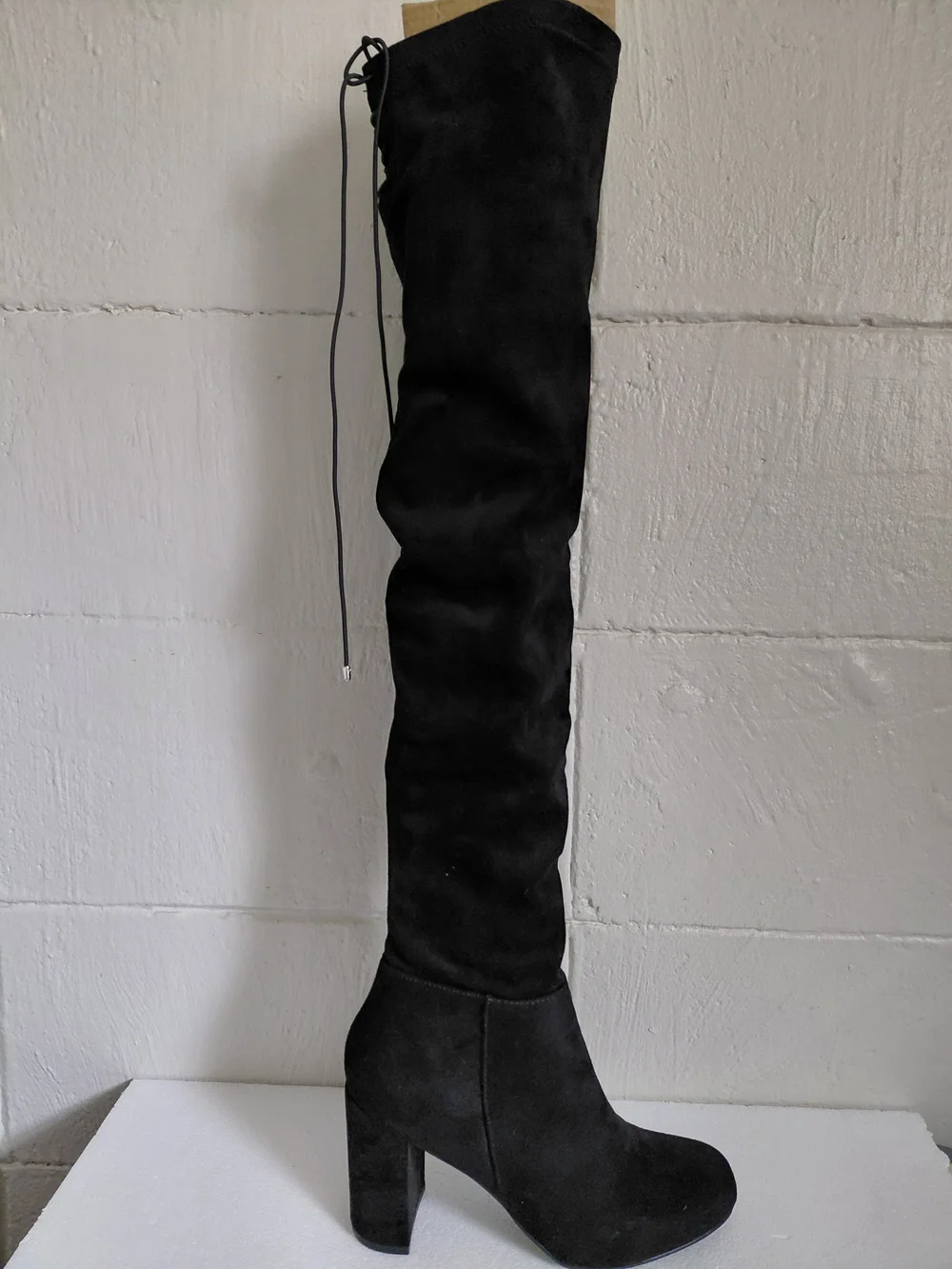 Women's Black Over-the-Knee Block Heel Boots